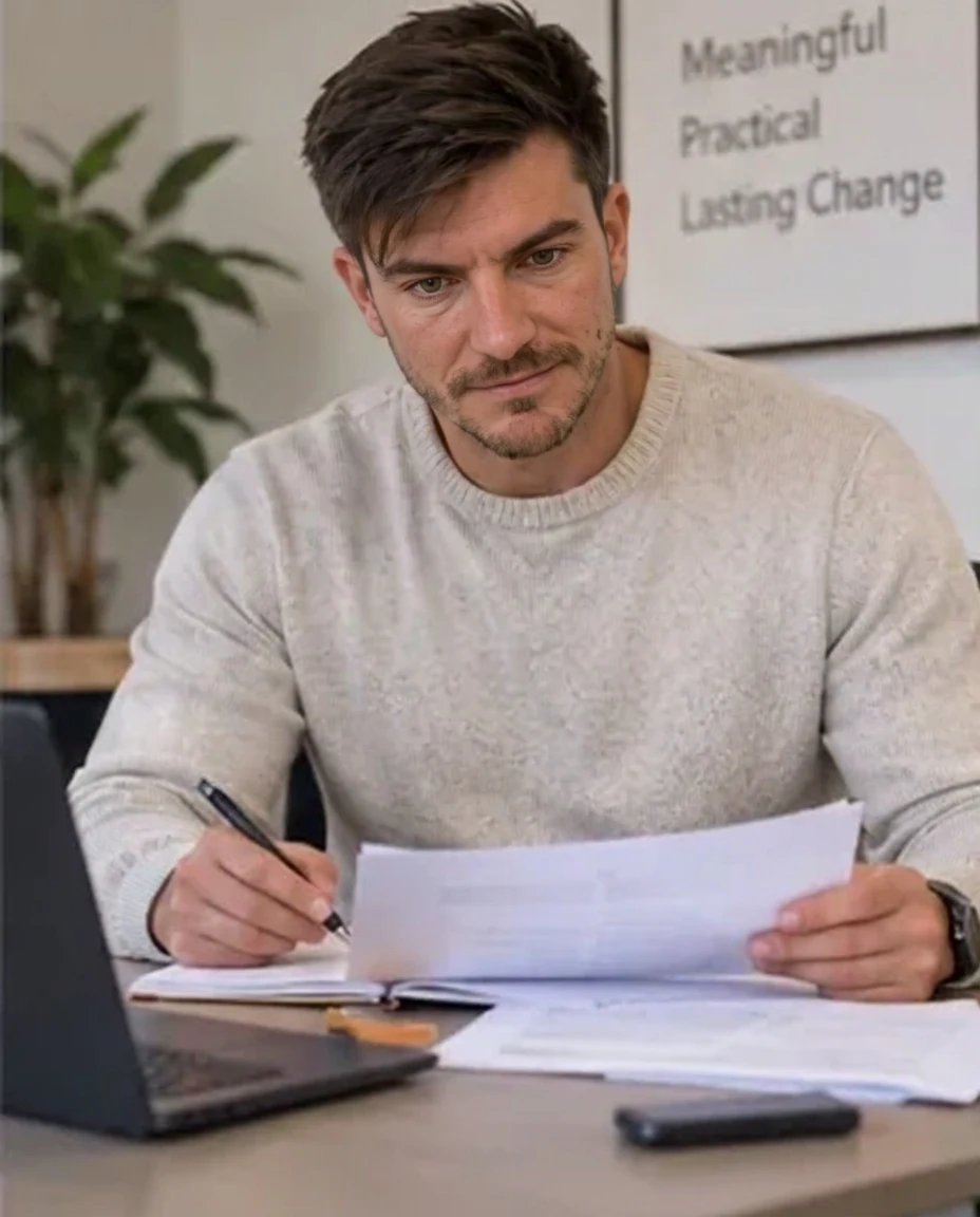 Derek preparing an occupational therapy report