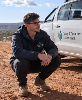 Derek visiting a rural community with his outreach vehicle