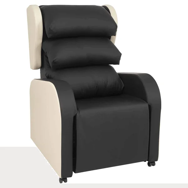Denver clinical seating chair with modular padded back supports and a contoured seat