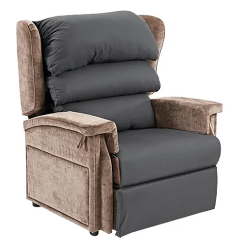 Configura Comfort rise-recliner with adjustable padded back cushions and dark seat upholstery