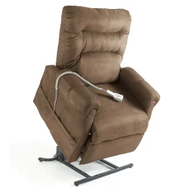 Pride C6 dual-motor lift recliner raised forward on its lifting base