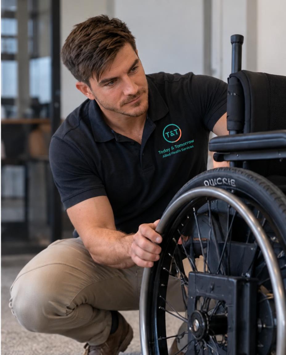 Occupational therapist discussing wheelchair assessment
